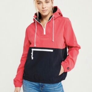Abercrombie & Fitch Colorblock Quarter Zip Windbreaker MEDIUM